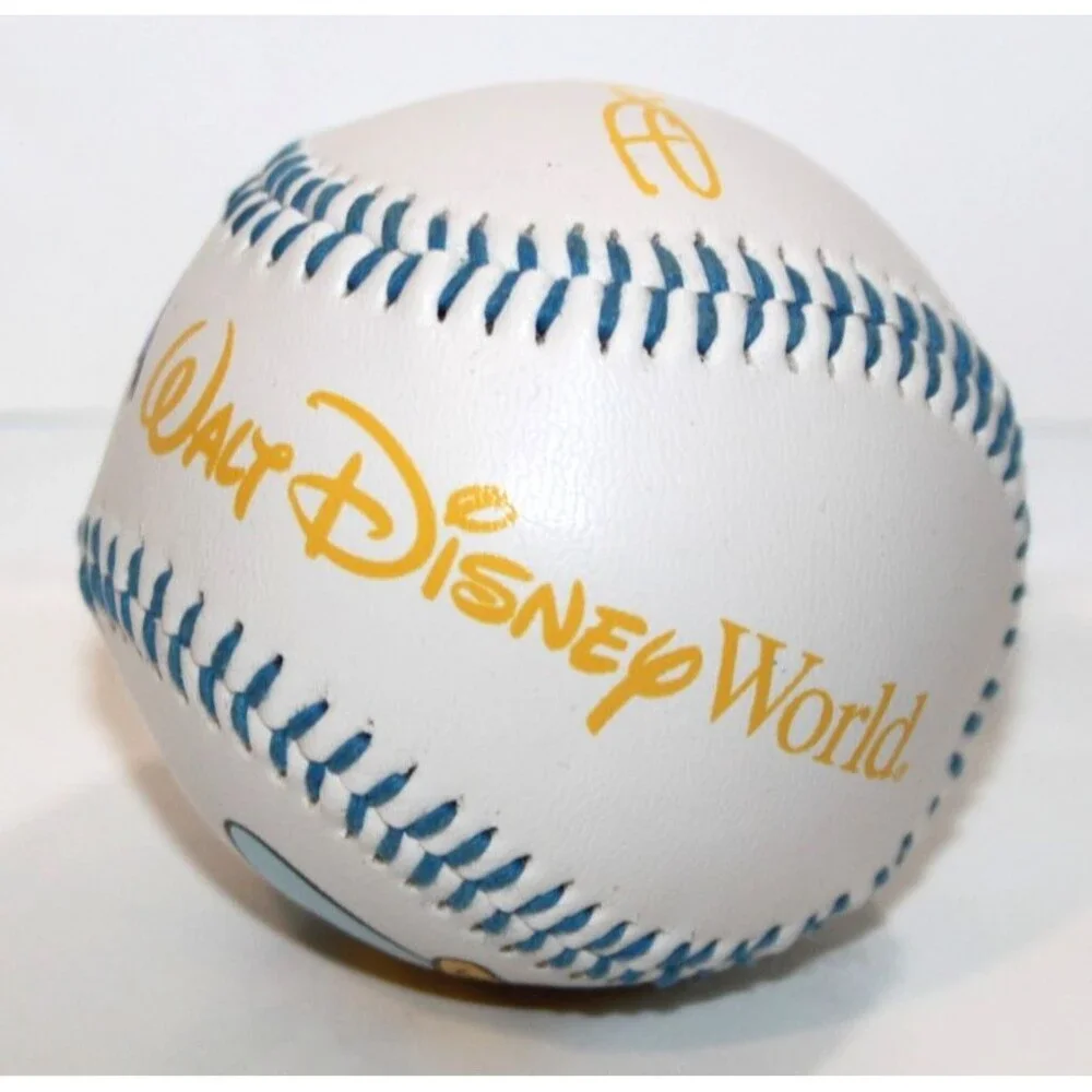 Disney Donald Duck Baseball WDW Disneyland Souvenir Classic Face Blue Laced Ball
